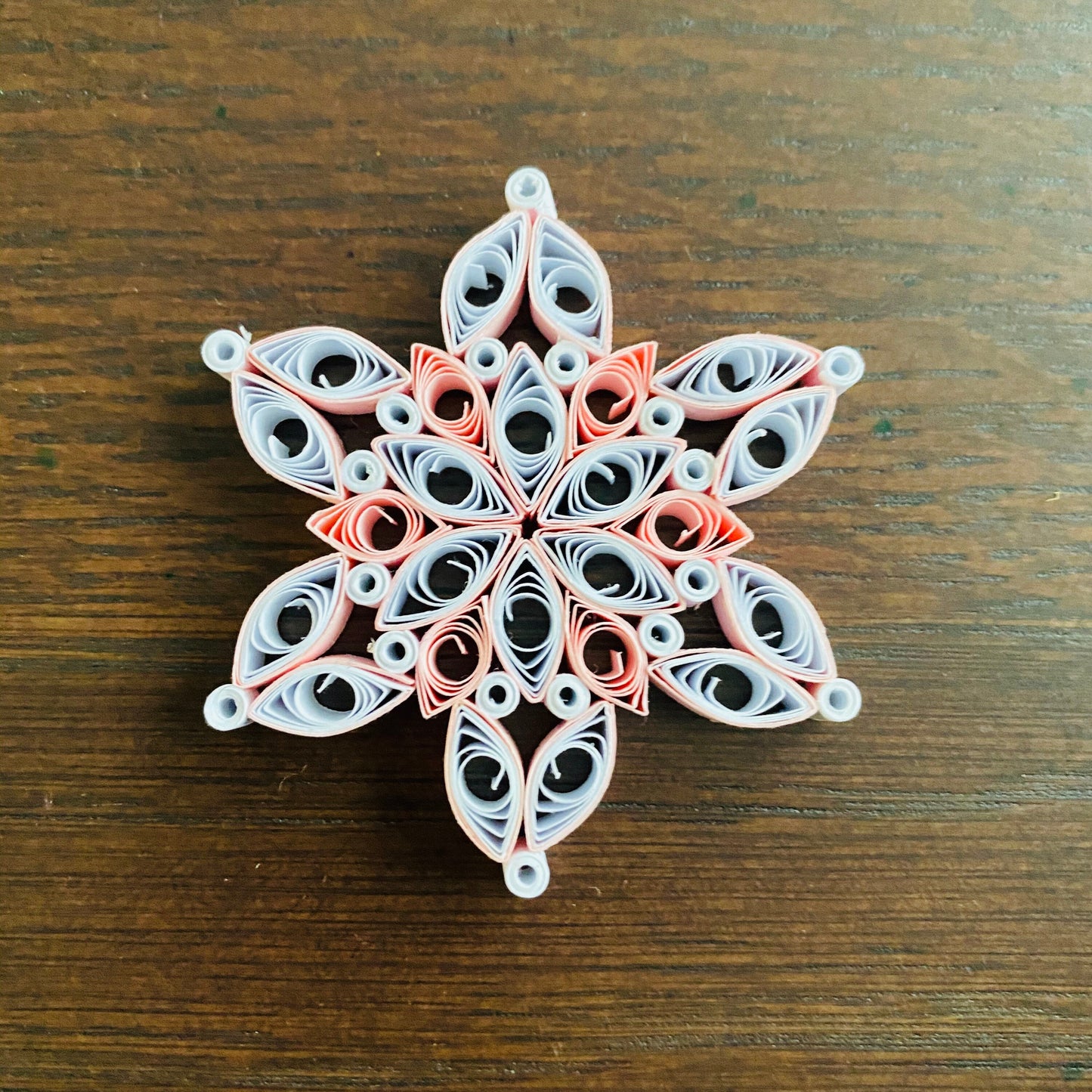 Personalised quilled snowflake in a Bauble Christmas Tree Ornament