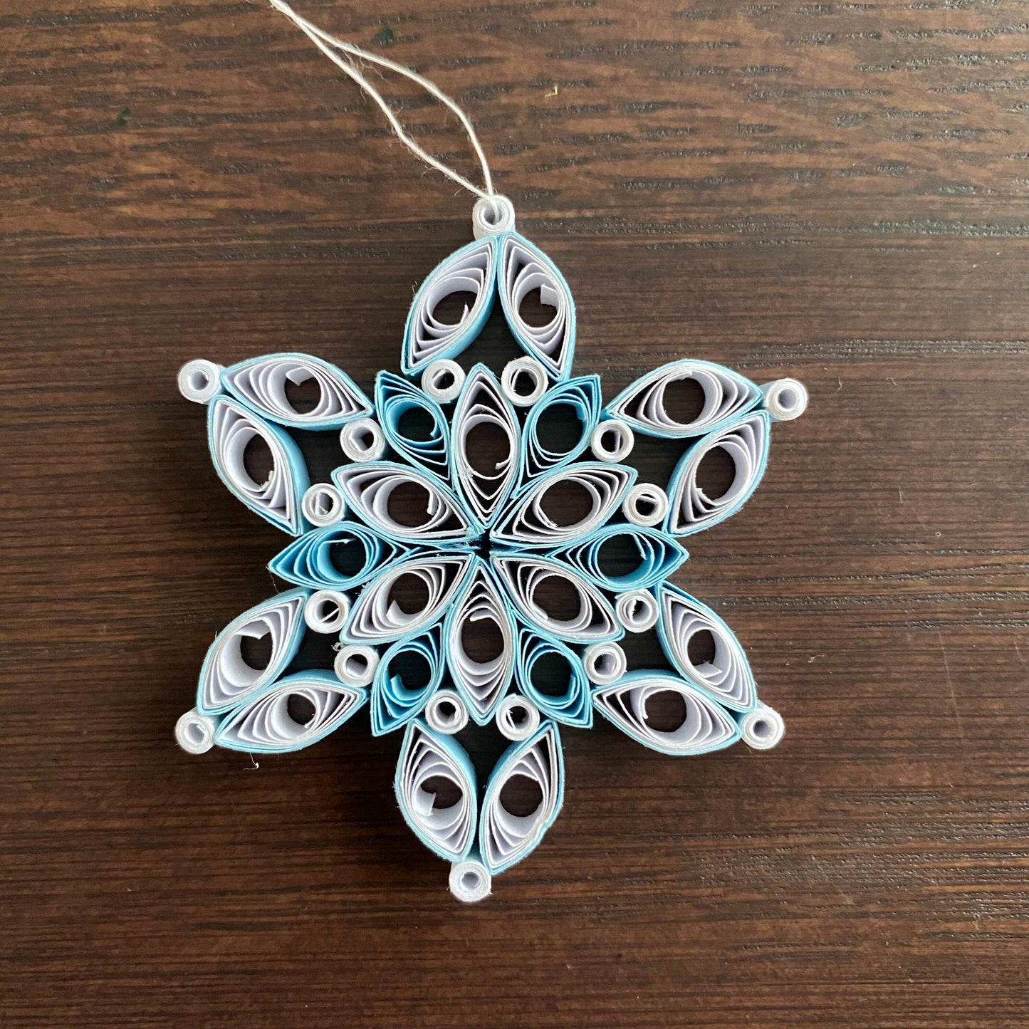 Personalised quilled snowflake in a Bauble Christmas Tree Ornament