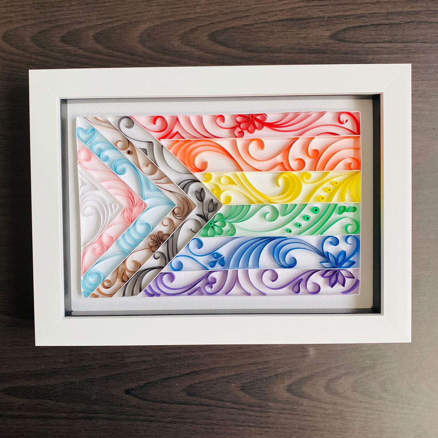 Quilled Pride LGBTQ+ Progress Flag - Gay Lesbian Bisexual Transgender Pansexual non-binary