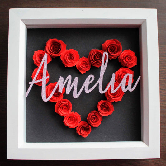 Personalised Red Rose Heart Frame