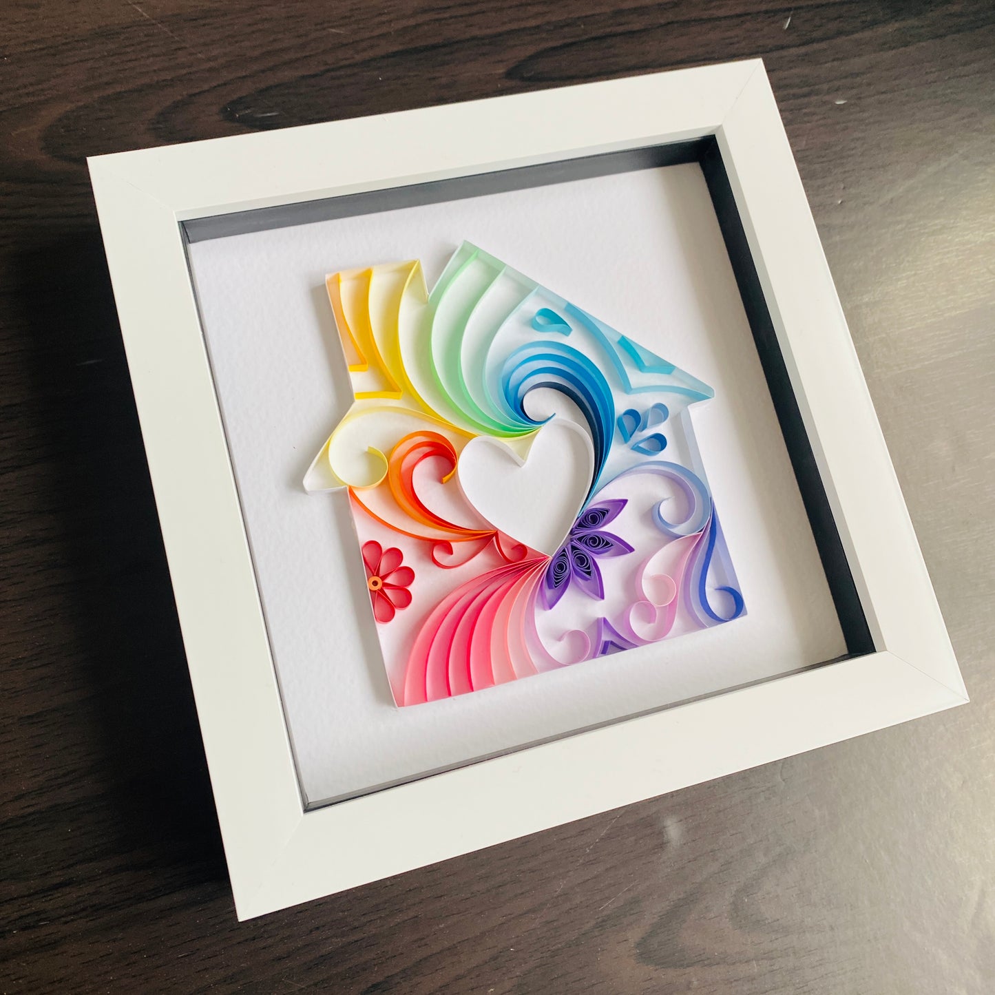 Rainbow House Quilling Art - House warming gift - New home - First home