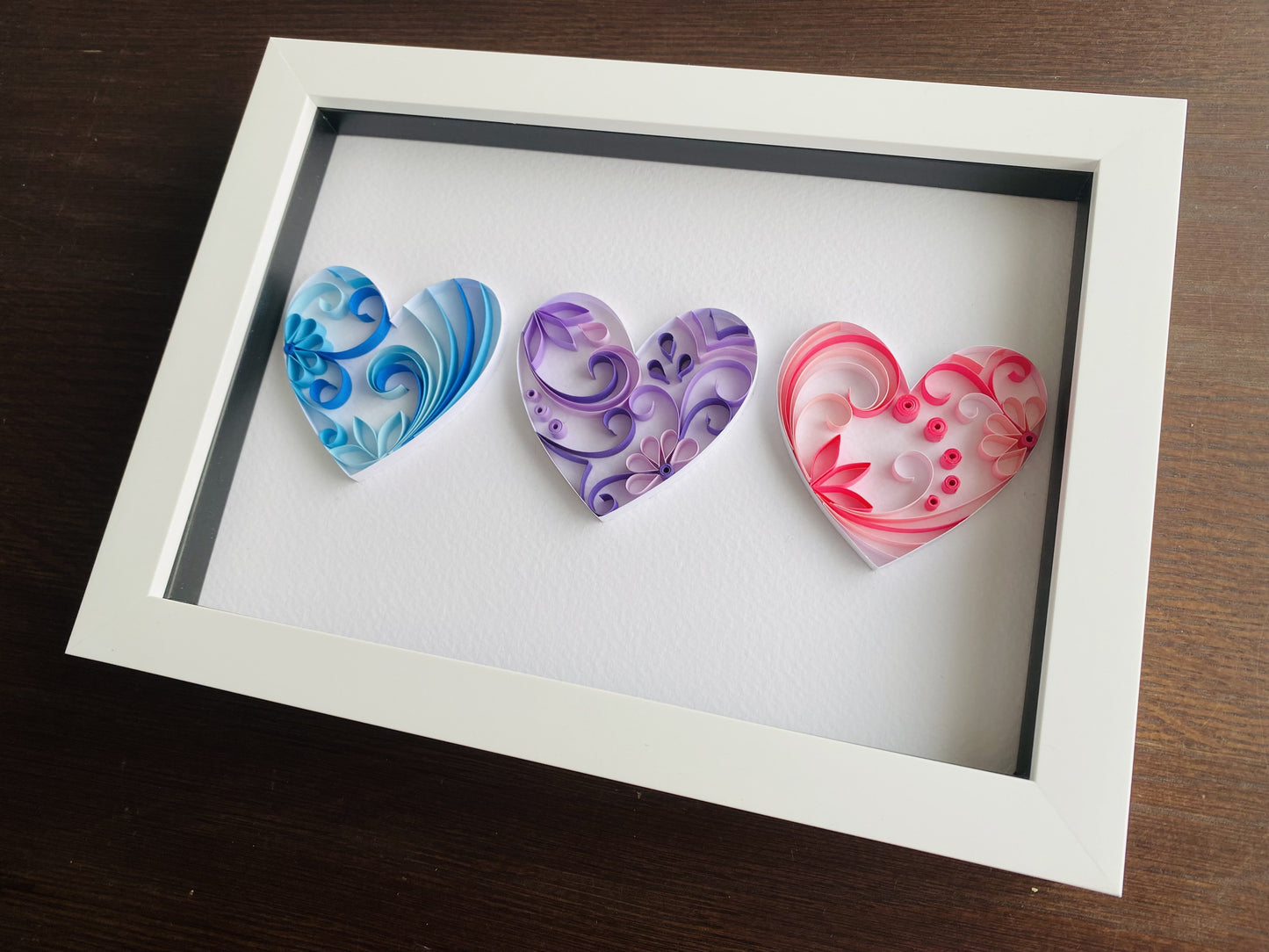 Pink, Purple & Blue Heart Trio