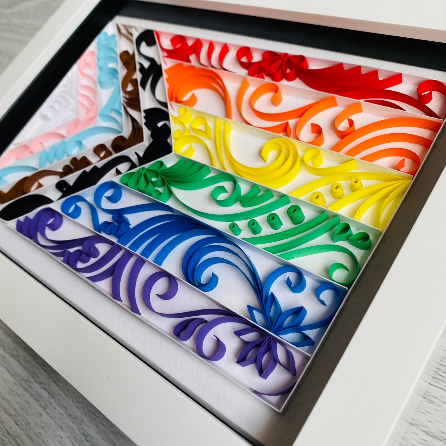 Quilled Pride LGBTQ+ Progress Flag - Gay Lesbian Bisexual Transgender Pansexual non-binary