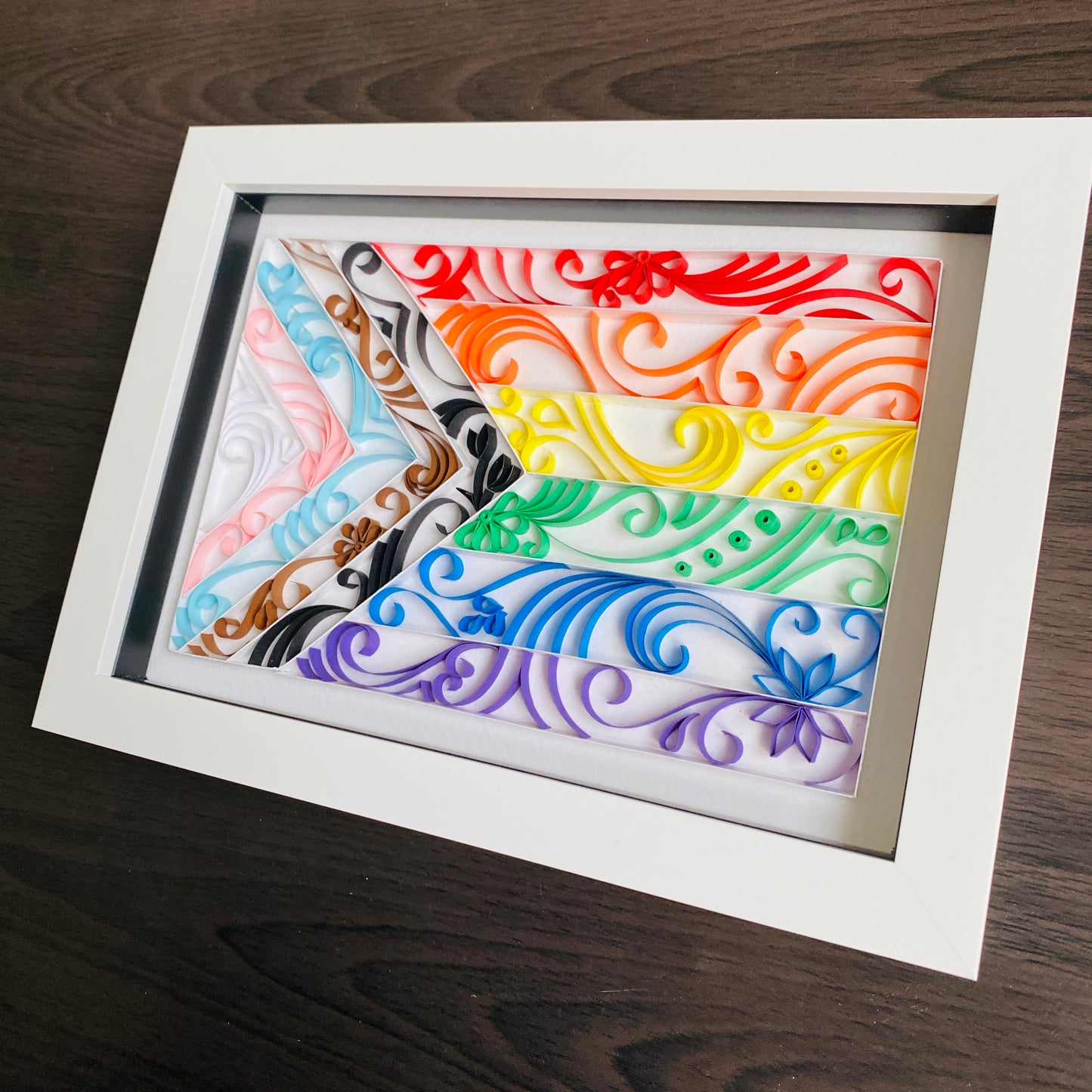 Quilled Pride LGBTQ+ Progress Flag - Gay Lesbian Bisexual Transgender Pansexual non-binary