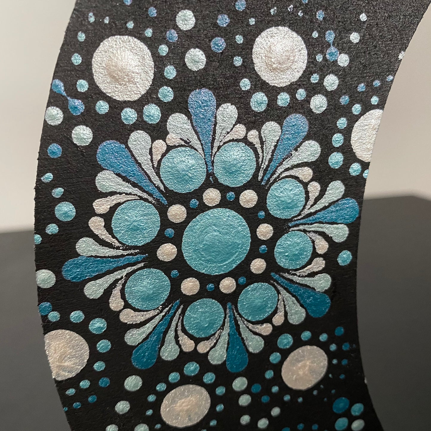 Blue & White Dot Mandala Letter C