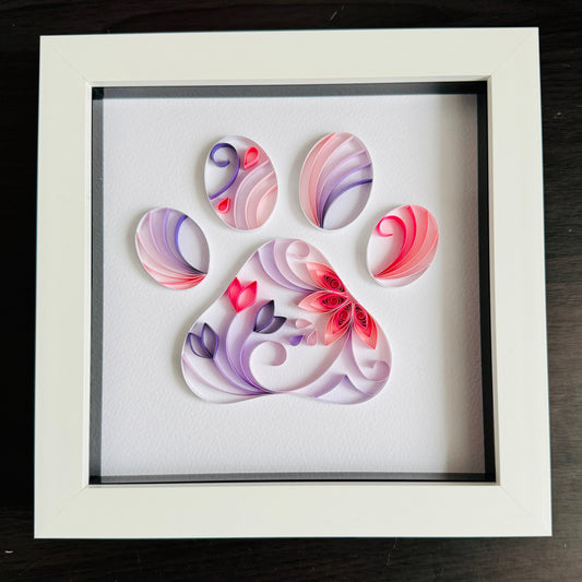 Pink & Purple Paw Print Quilling Art