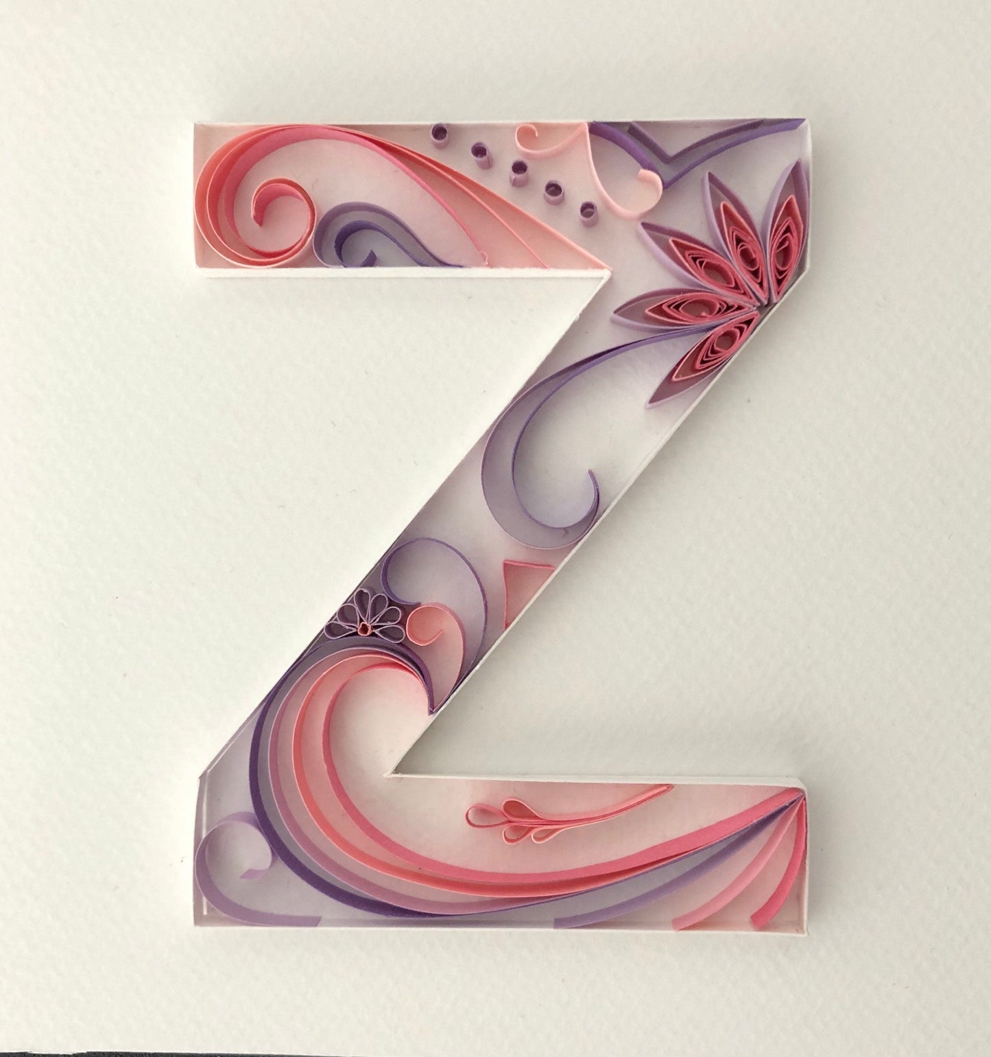 Purple and Pink Quilling Art Letter