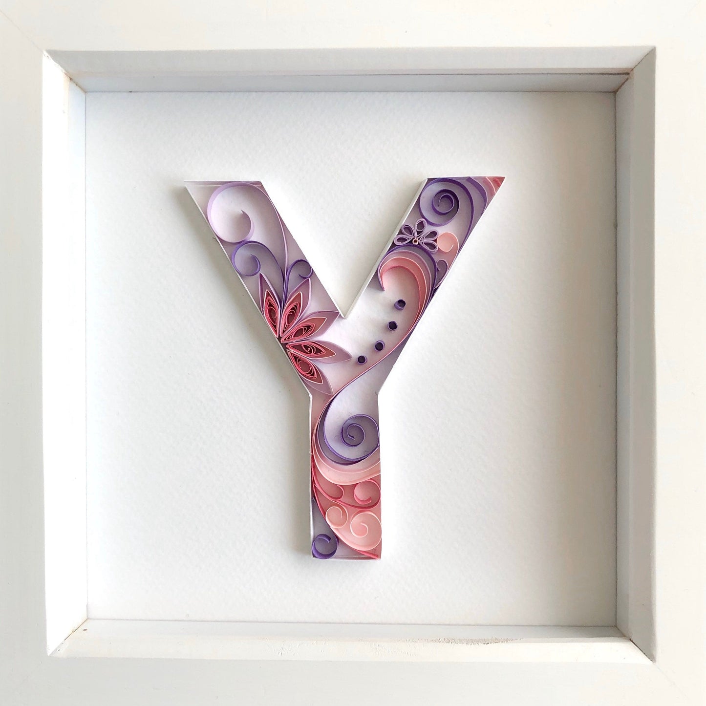 Purple and Pink Quilling Art Letter