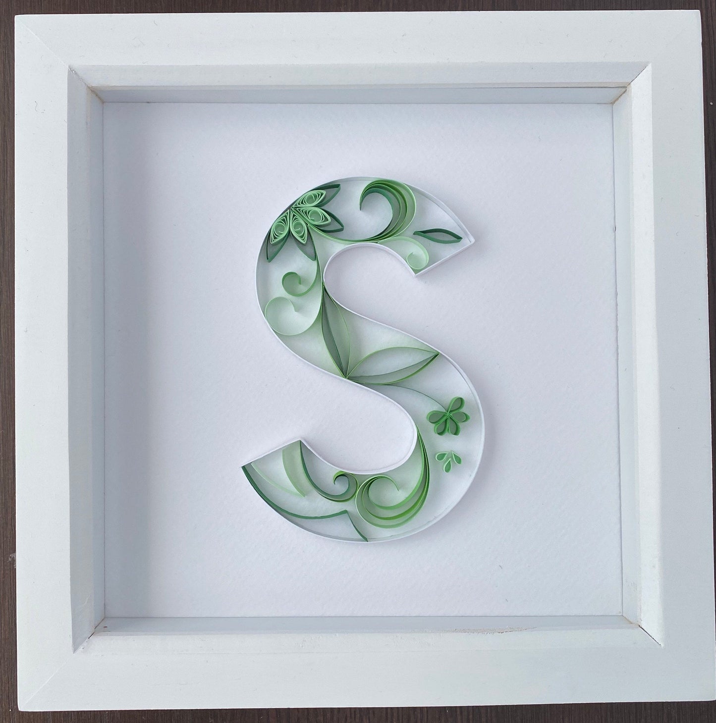 Green Quilling Art Letter