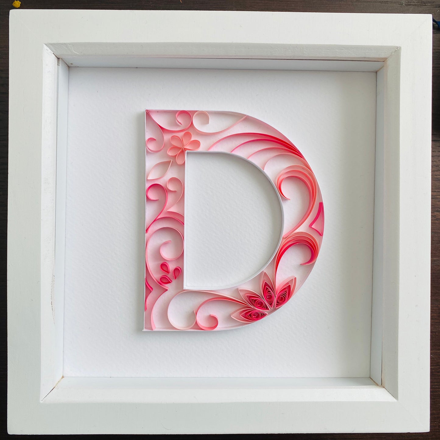 Pink Quilling Art Letter