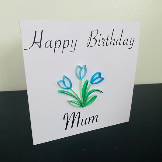 Personalised Card with Quilled tulips