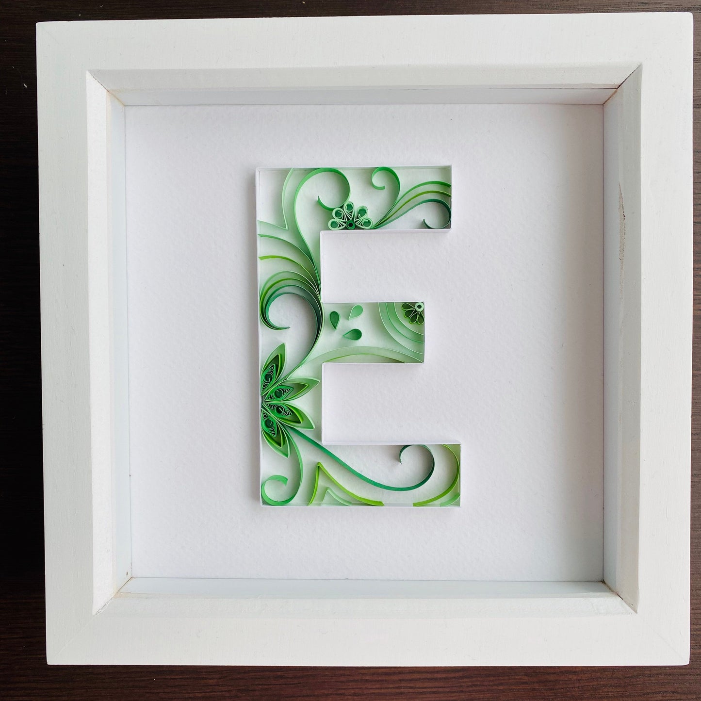 Green Quilling Art Letter