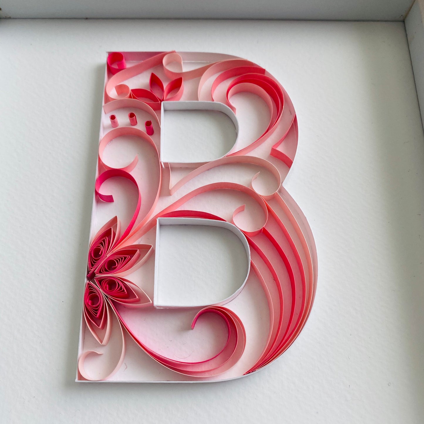 Pink Quilling Art Letter