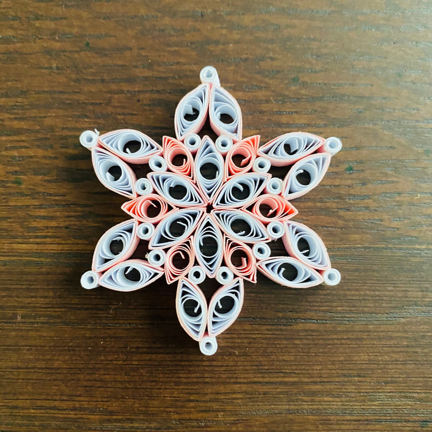 Personalised quilled snowflake in a  Bauble Christmas Tree Ornament