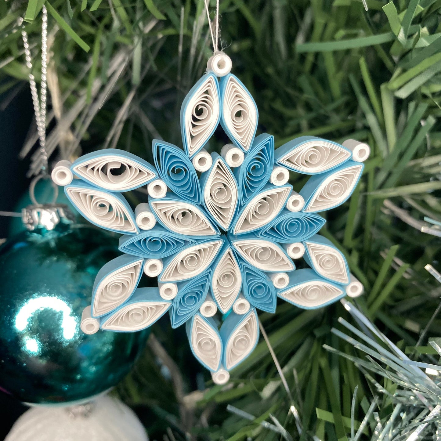 Quilled Paper snowflake - Christmas Tree Ornament, perfect stocking filler