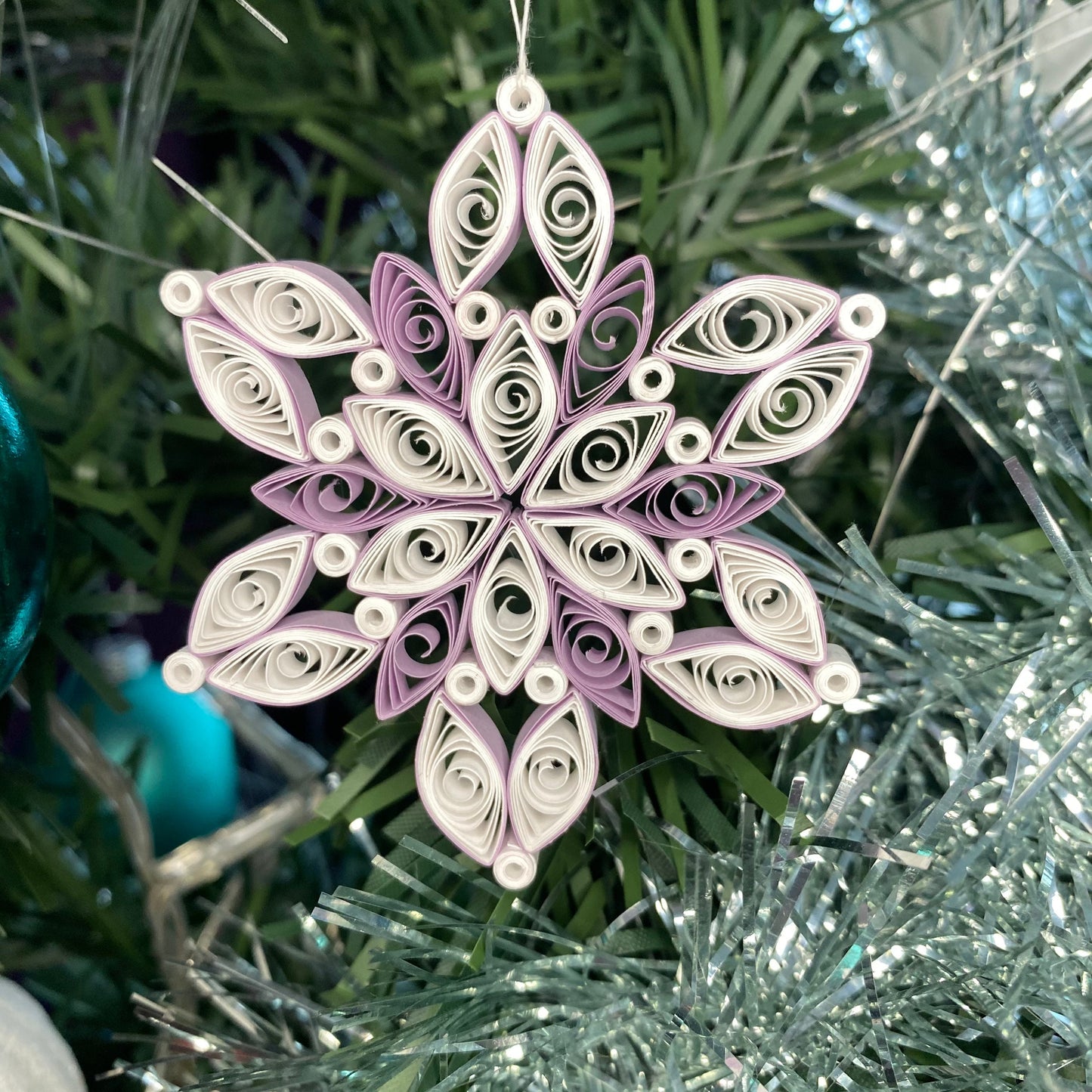 Quilled Paper snowflake - Christmas Tree Ornament, perfect stocking filler