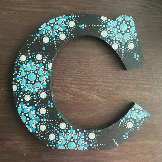 Dot Art Wooden Hand Painted Mandala Letter/Number - free standing - made to order
