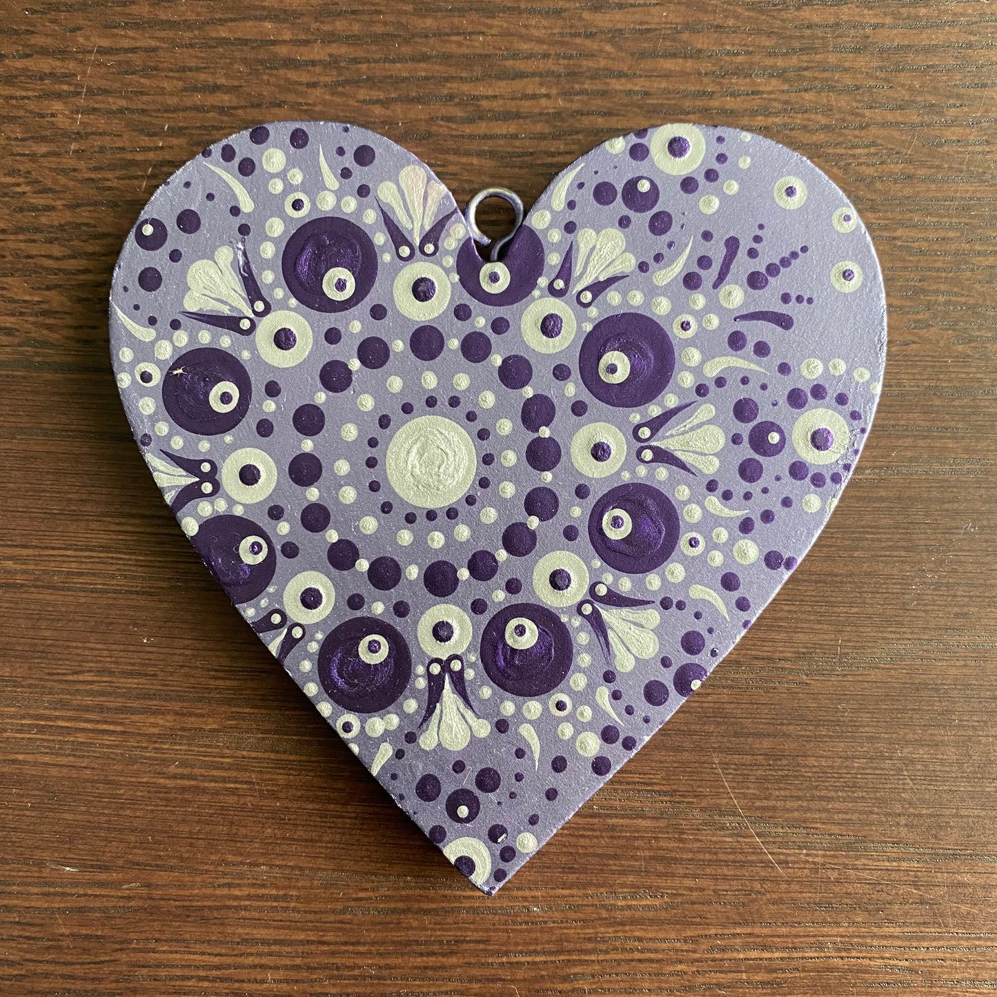 Purple & Silver Dot Mandala on light purple Heart