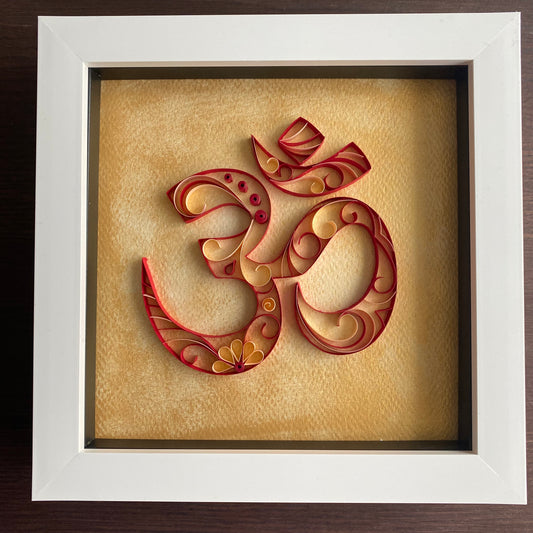 Red Aum (Om) on gold background