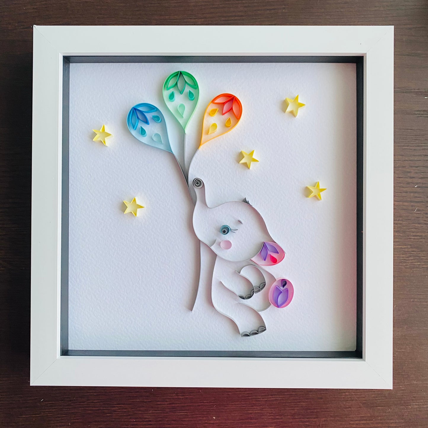 Baby Elephant with balloons and Stars