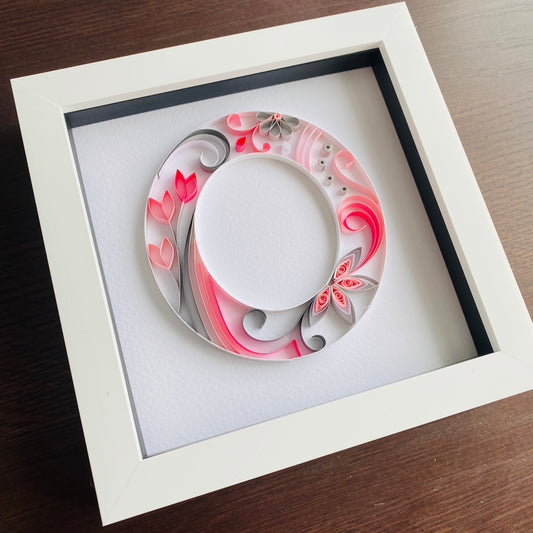 Pink and Grey Quilling Art Letter