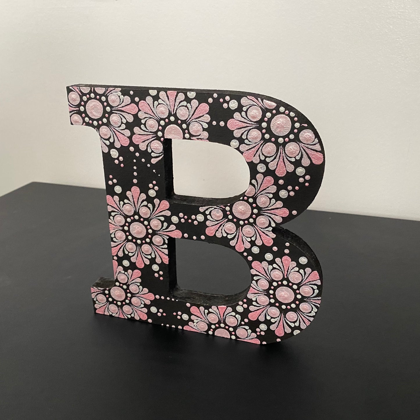 Pink & White Dot Mandala Letter B