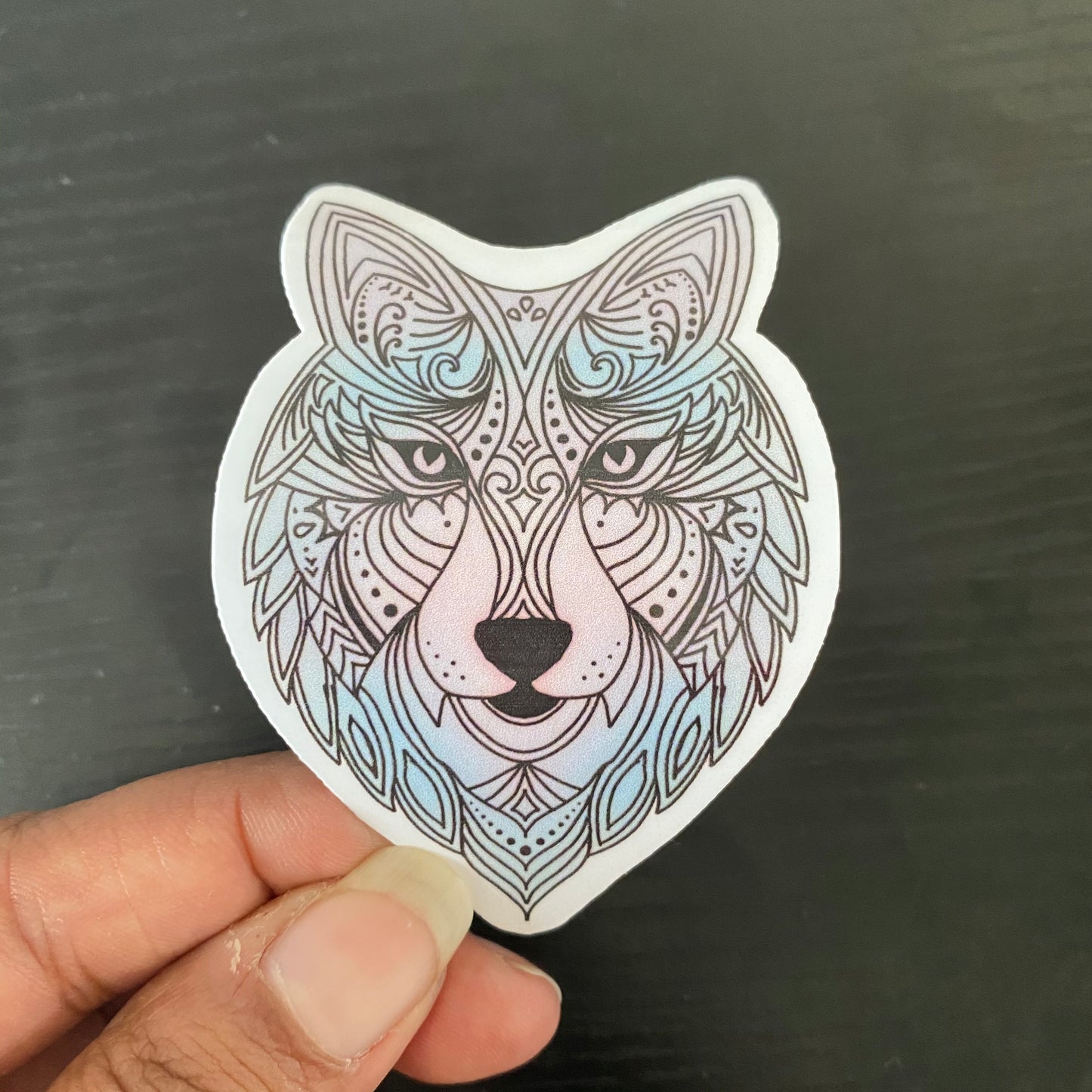 Wolf in blue & lilac sticker