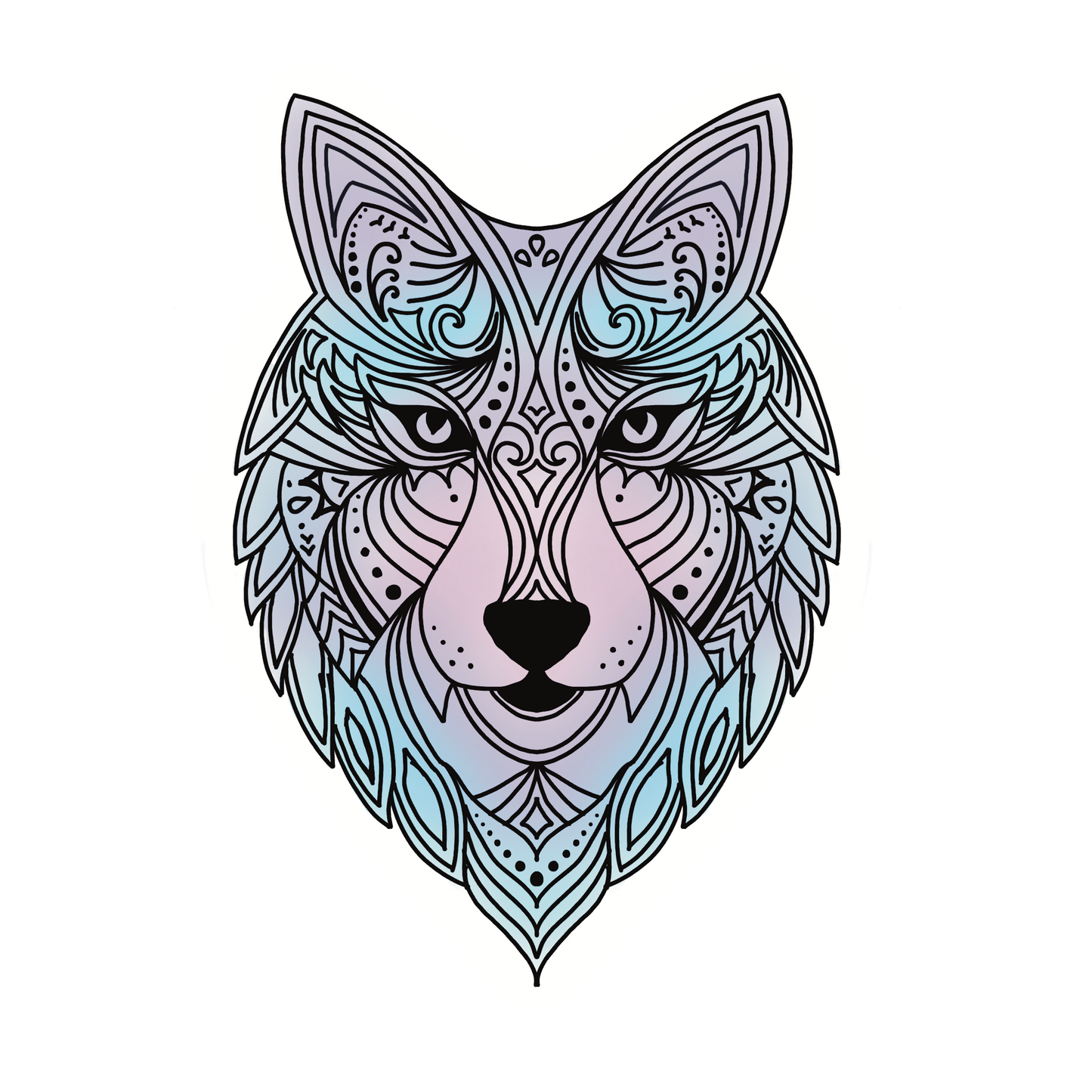 Wolf in blue & lilac sticker