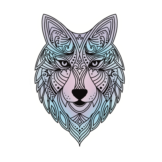 Wolf in blue & lilac sticker