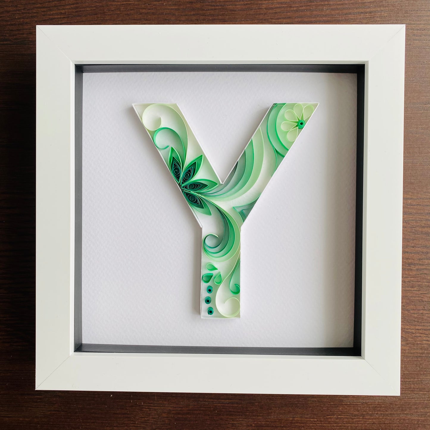 Green Quilling Art Letter