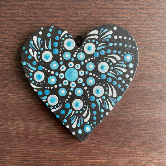 Blue & White Dot Mandala Heart