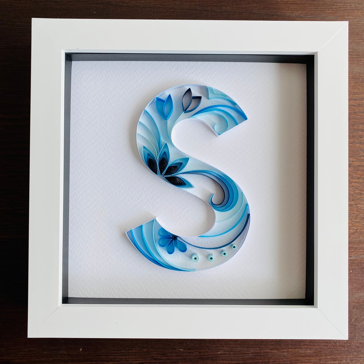 Blue Quilled Letter Box Frame