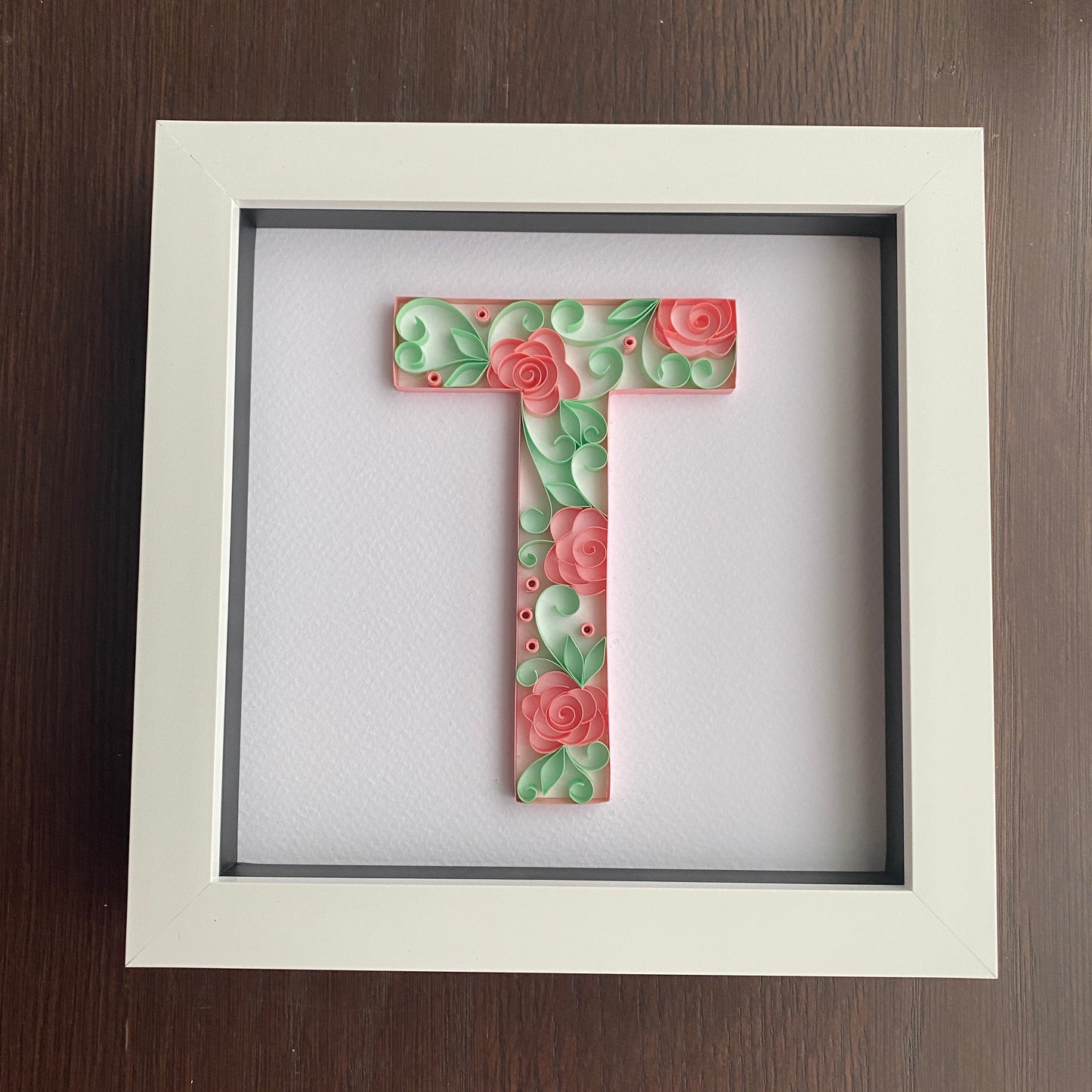 Pink & Green Rose Letter