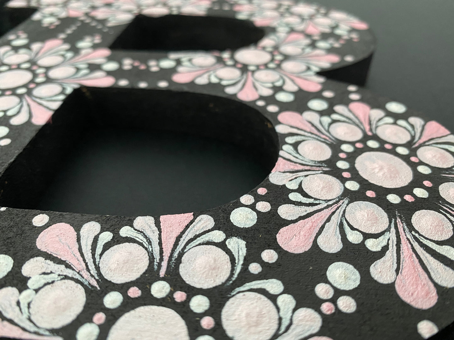 Pink & White Dot Mandala Letter B