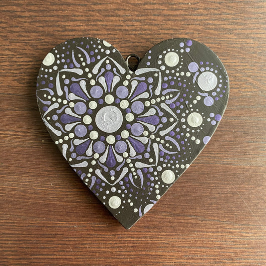 Purple & Silver Dot Mandala Heart