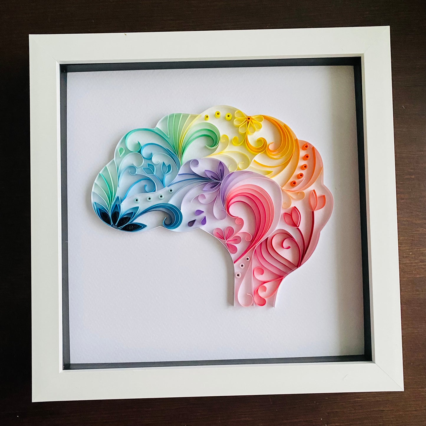 Beautiful Mind - Quilled Rainbow Brain