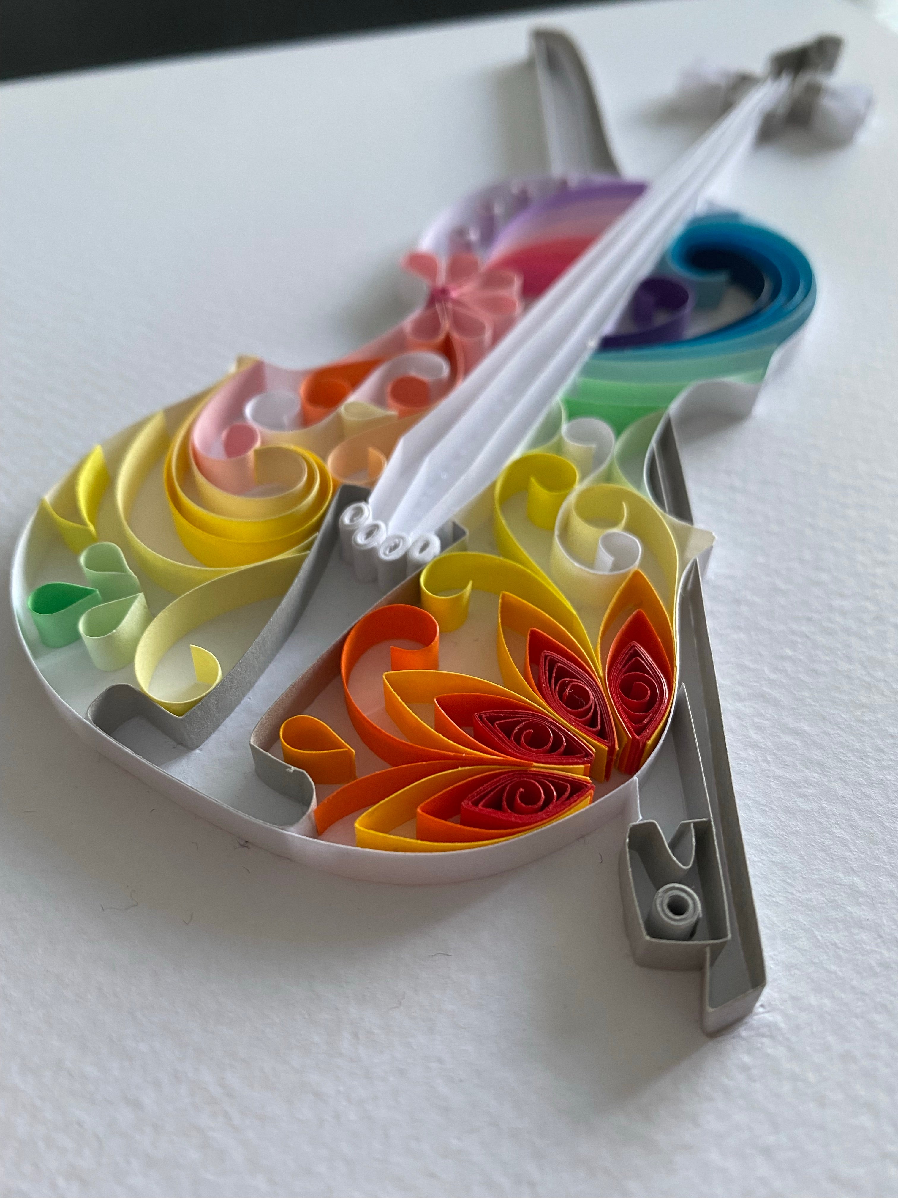 Paper Quilled Rainbow Violin – Paper Petal Craft