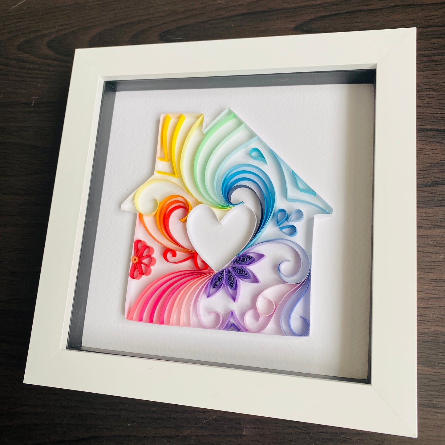 Rainbow House Quilling Art - House warming gift - New home - First home