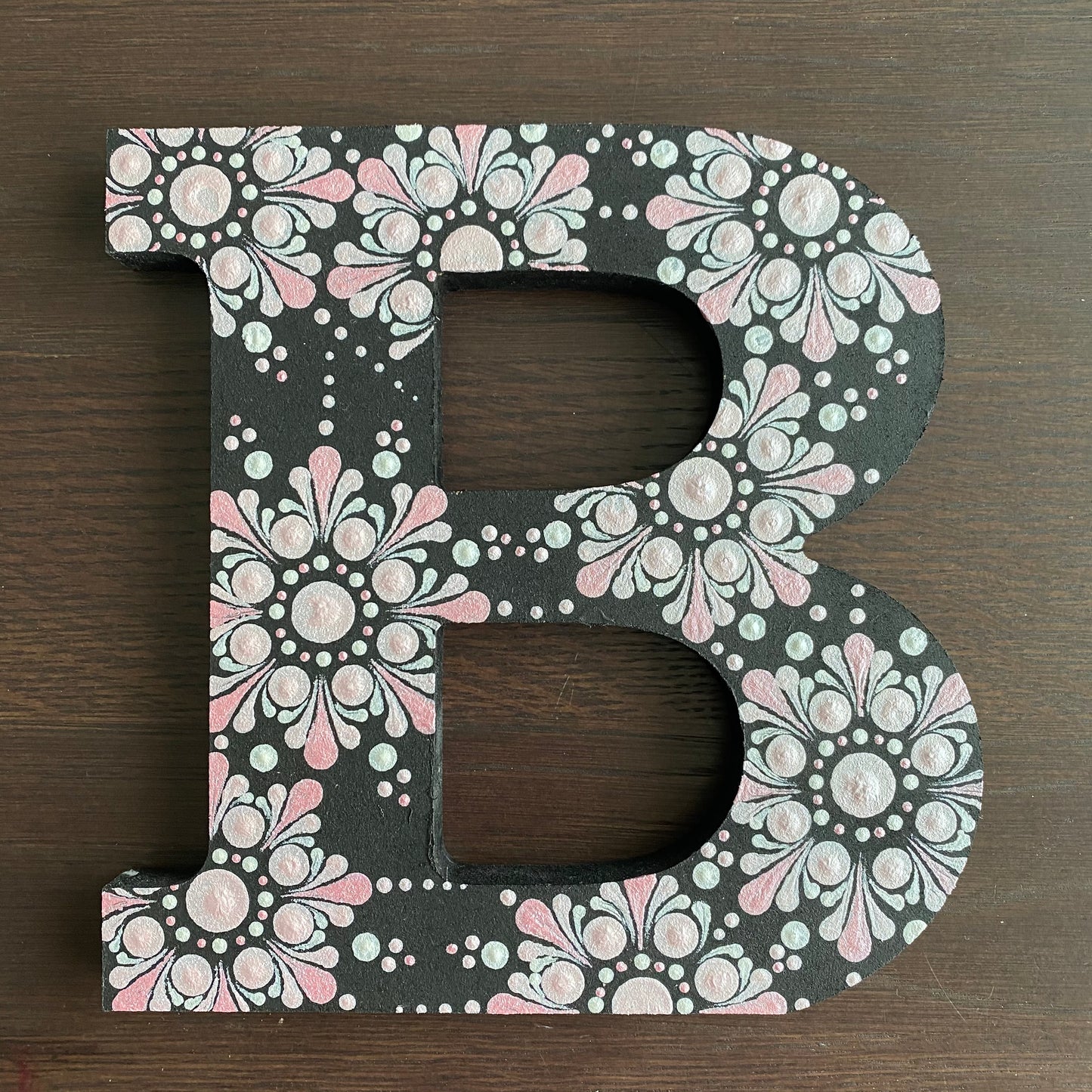 Pink & White Dot Mandala Letter B