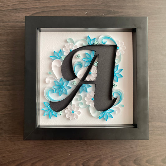 Floral Blue Quilled Letter Box Frame