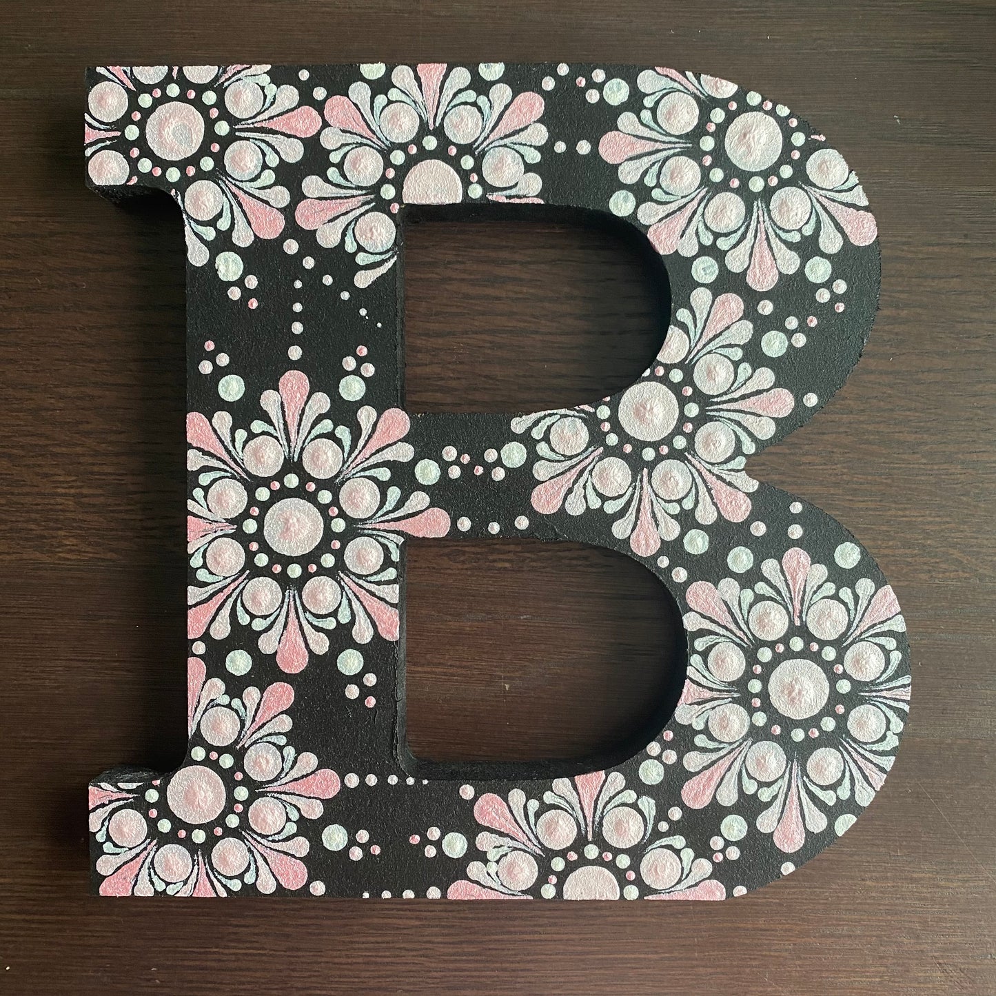 Pink & White Dot Mandala Letter B