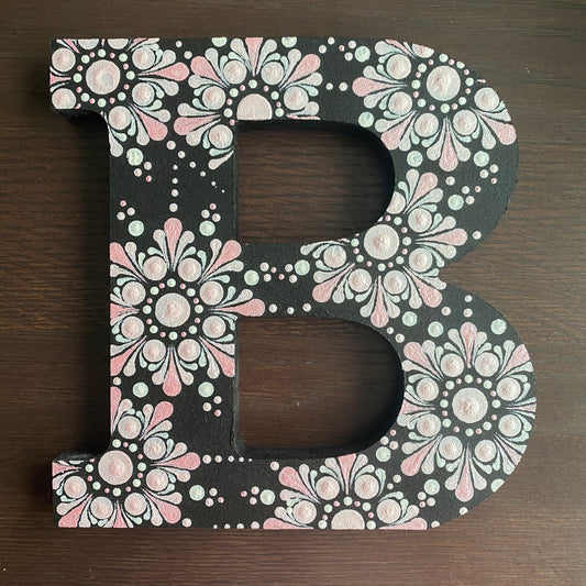 Pink & White Dot Mandala Letter B